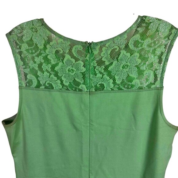 Heloise Fashion Size XL Womens Sleeveless Green Dress With Lace Yoke & Flared - Picture 7 of 12